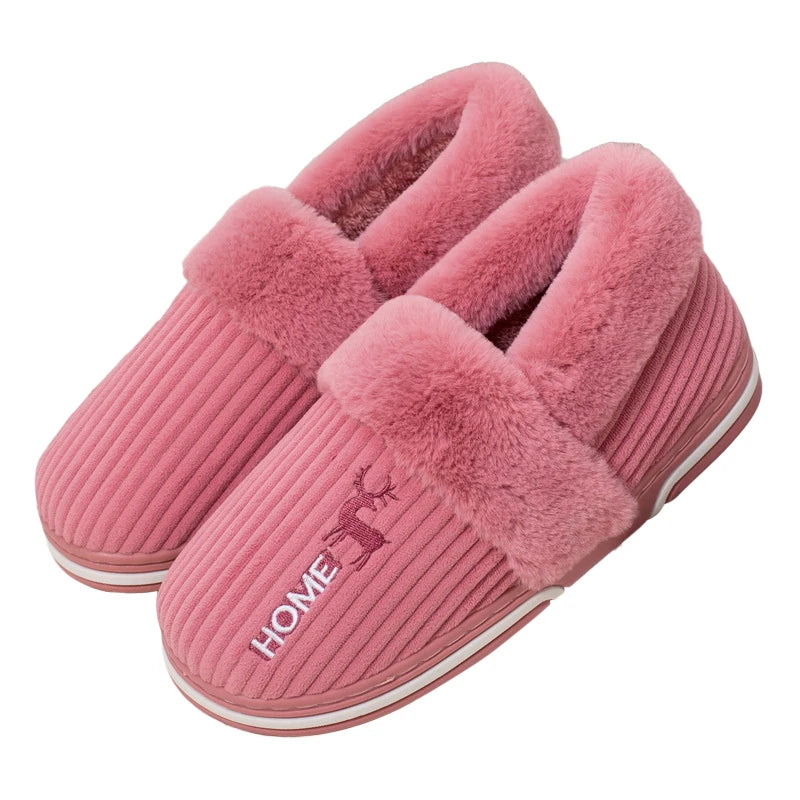 Comwarm New Women Slippers Plush Fur Thick Sole Antiskid