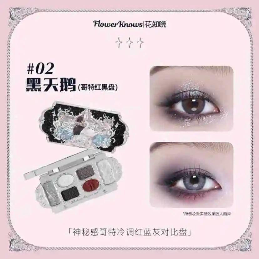 Flower Knows Moonlight Mermaid Eyeshadow Palette 8 Color Eye Makeup with Matte Shimmer and Glitter Finishes for Stunning Looks