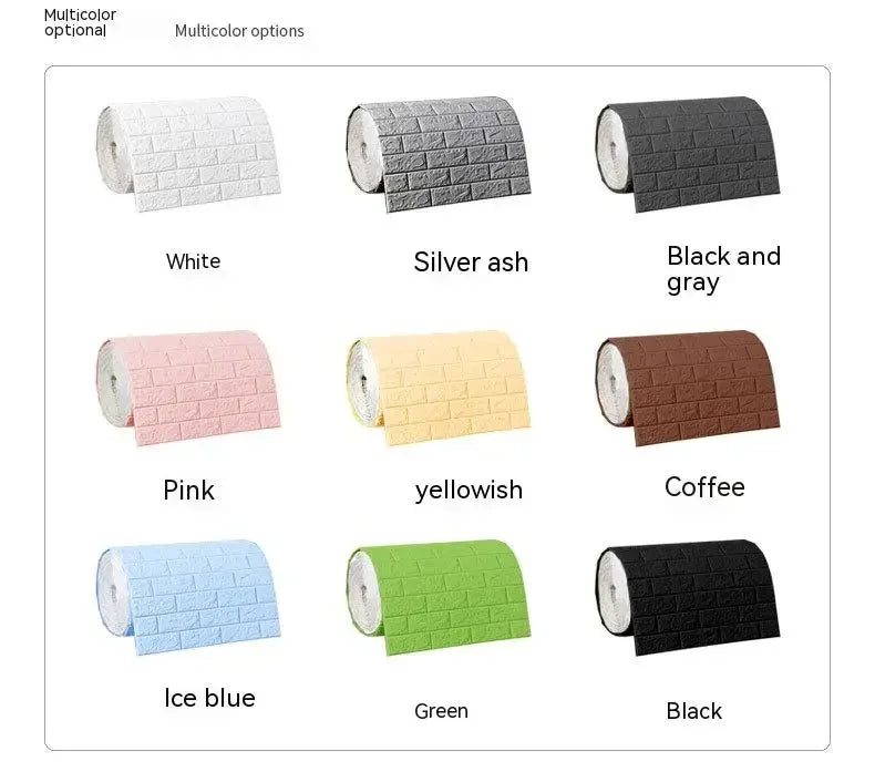 70cm*2m 3D Soft Foam Brick Wallpaper Roll Self Adhesive Decor
