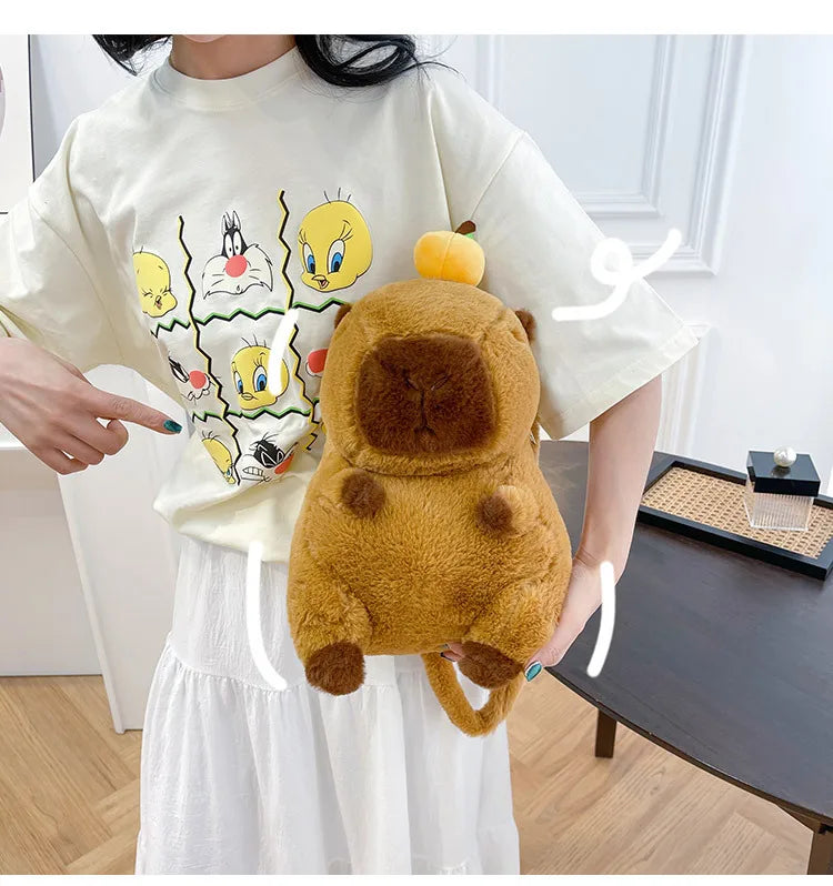 Capybara Plush Backpack Kawaii Mini Knapsack Bag for Kids