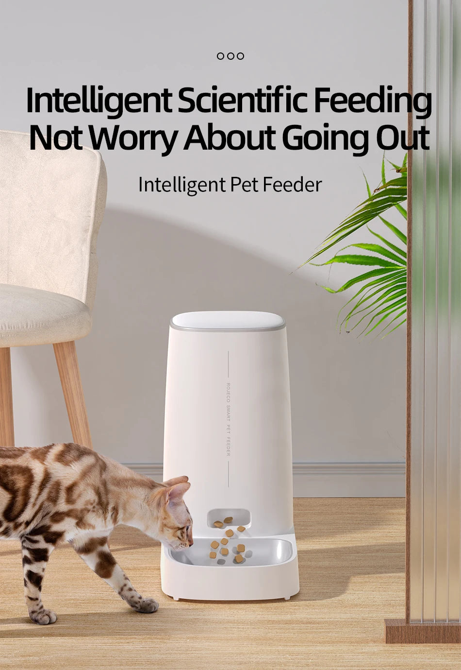 ROJECO Automatic Cat Feeder Smart WiFi Kibble Dispenser