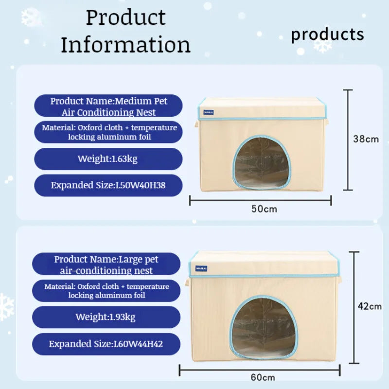 Cooling Pet House Large Capacity Washable Cat Air-conditioned Room Oxford Cloth Bite Resistant Removable Summer Cooler Pets Nest