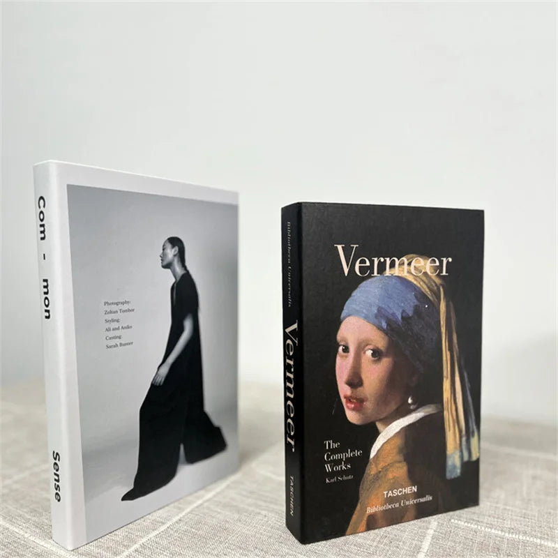 2 Piece Luxury Fake Book Decoration Set for Home and Cafe Decor Vintage Style Ornaments for Study and Club