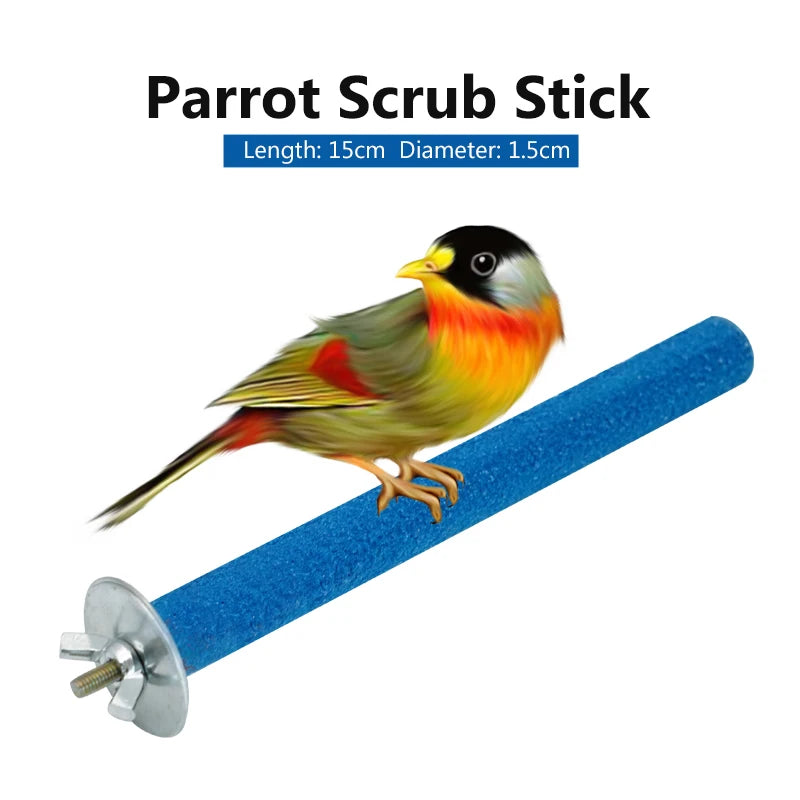 1Pc Pet Bird Chew Toys Parrot Perches Stand Platform Cage Toy Paw Grinding Clean Toys Parrot Scrub Stick