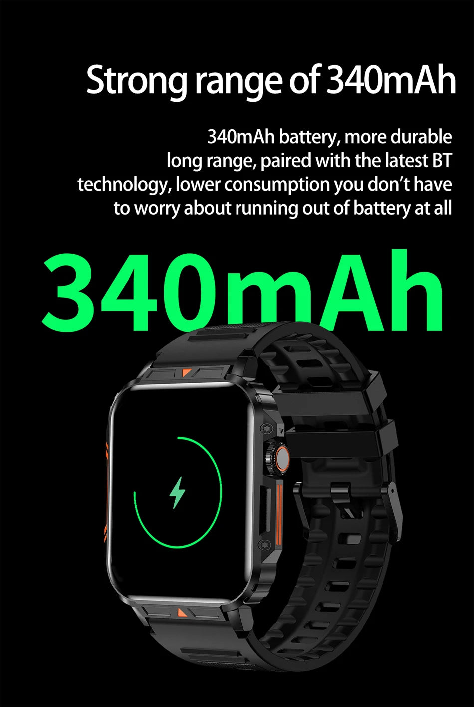 Military Outdoor GPS Sports Smart Watch Men 1.95 Inch Bluetooth Call Heart Rate Blood Oxygen for Android IOS