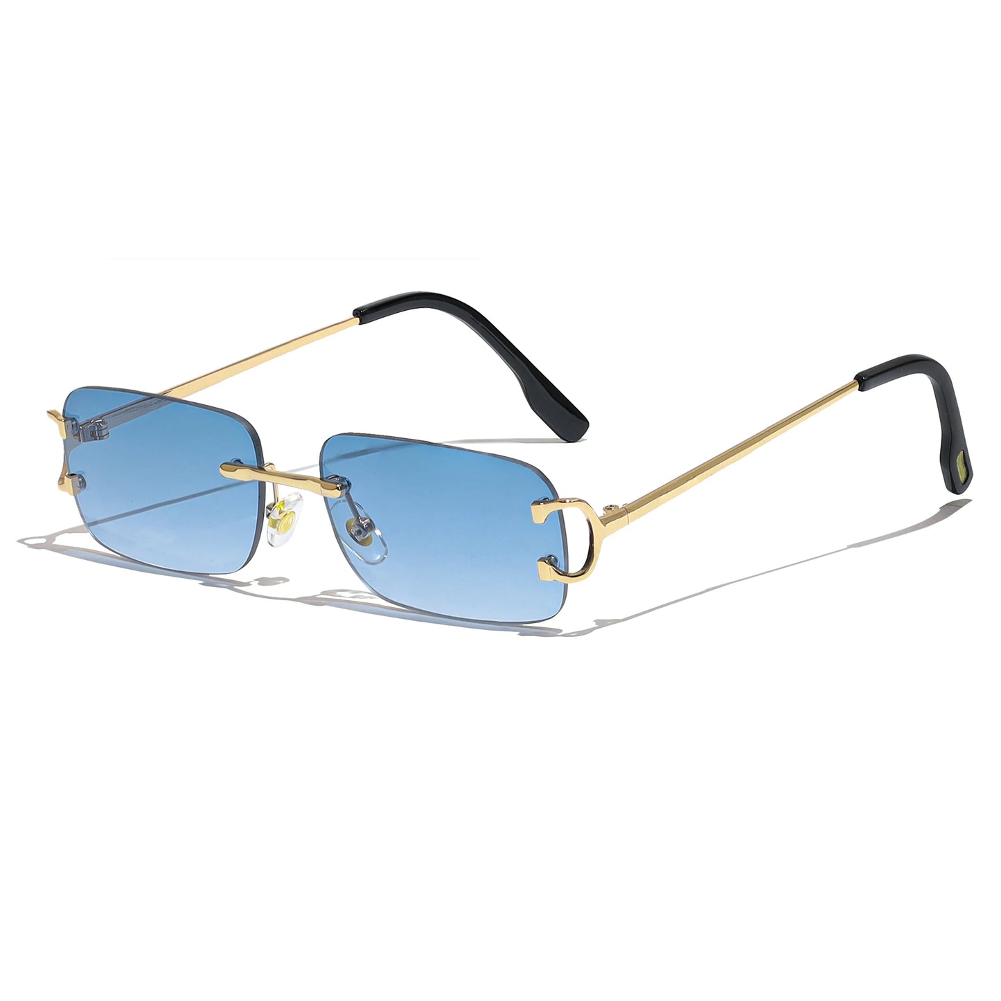HBK Retro Rimless Small Sunglasses Gold Frame UV400 Eyewear