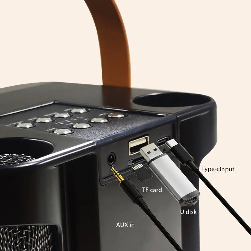 High Power Karaoke Bluetooth Speaker with 360 Stereo Surround Sound and RGB Rhythm Lights Wireless Subwoofer and Dual Microphones