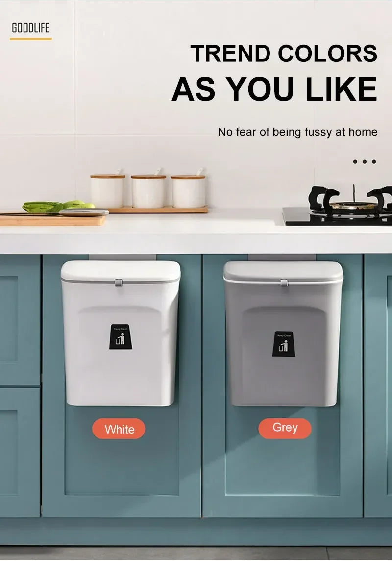 7L 9L Wall Mounted Trash Can with Lid for Kitchen and Bathroom Stylish Waste Bin Eco-Friendly Design