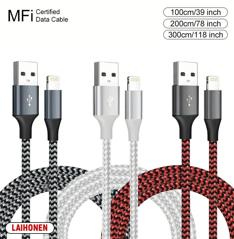 1M 2M 3M USB A To Lightning MFi Certified Cable For iPhone 14 13 12 11 X XR Pro Max Fast Charging Cable Charger Data Wire Cord