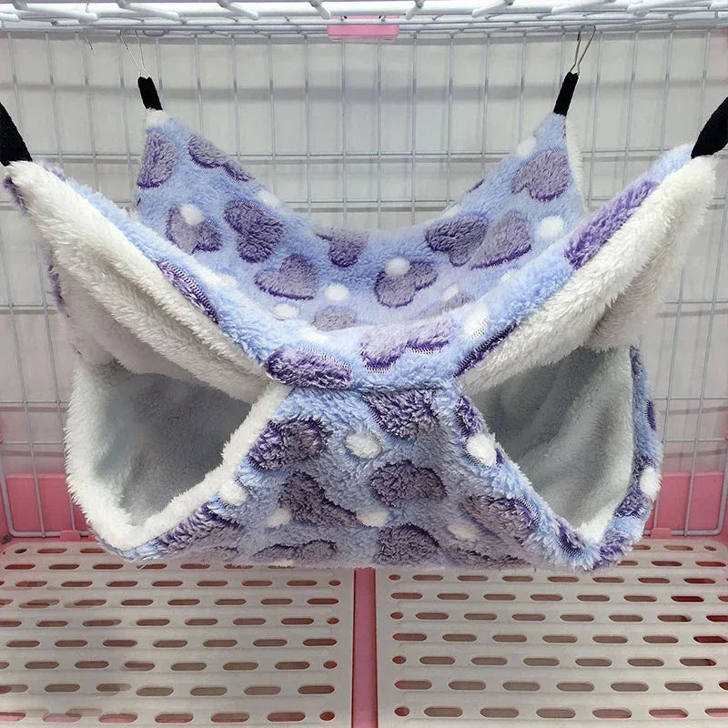 Hammock for Rats Double Thick Plush Winter Warm Bed for Hamster House Nest Sleeping Bag Hanging Tree Bed Guinea Pig Pet Supplies