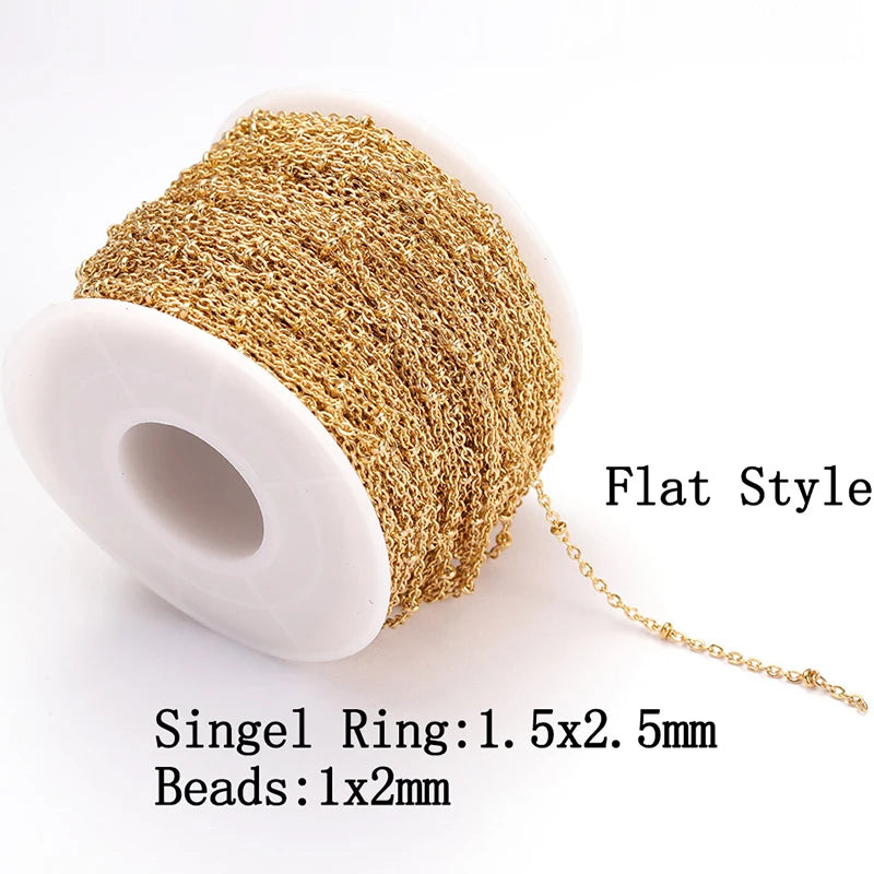 2Meters Stainless Steel Link Cable Gold Chains for DIY Jewelry