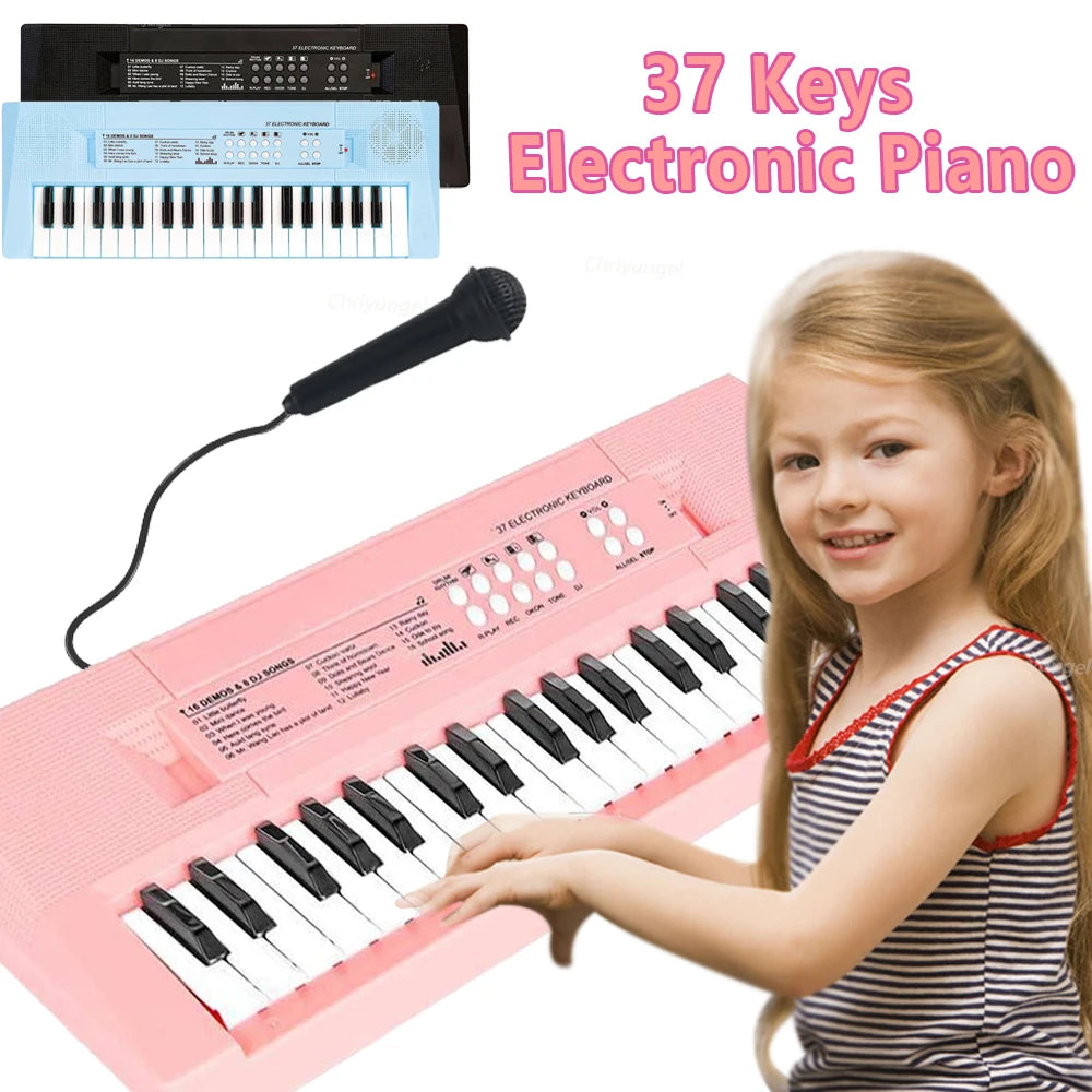37 Keys Kids Electronic Piano Keyboard with Microphone Educational Musical Instrument for Boys and Girls