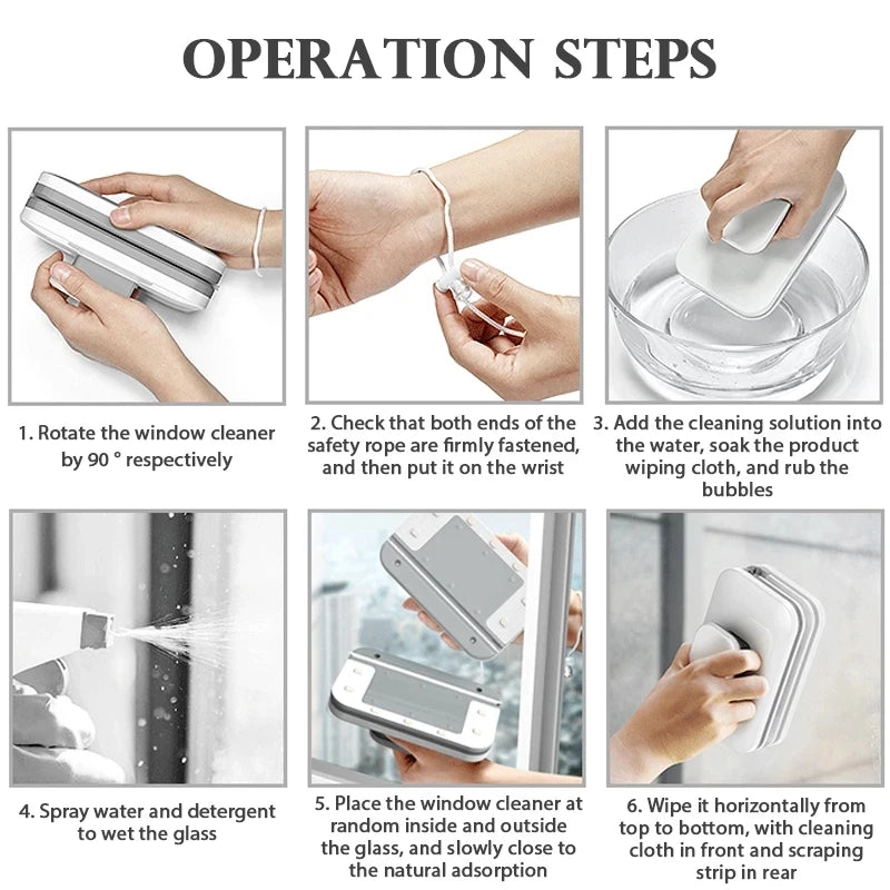 2024 Magnetic Window Cleaner Brush Double-Sided Automatic Water Discharge Wiper for Effortless Glass Cleaning