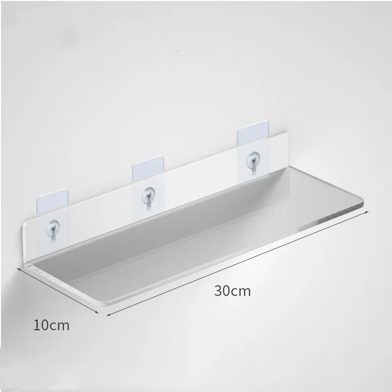 1pc Clear Acrylic Storage Rack Wall Mounted Shelf for Makeup, Books, and Organizing