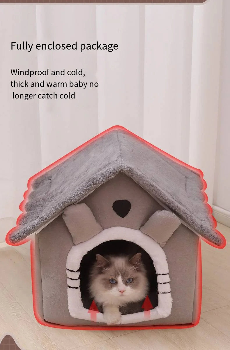 All Seasons Warm Washable Cat Dog House Soft Pet Bed Kennel for Small Medium Pets Durable Cozy Cushion
