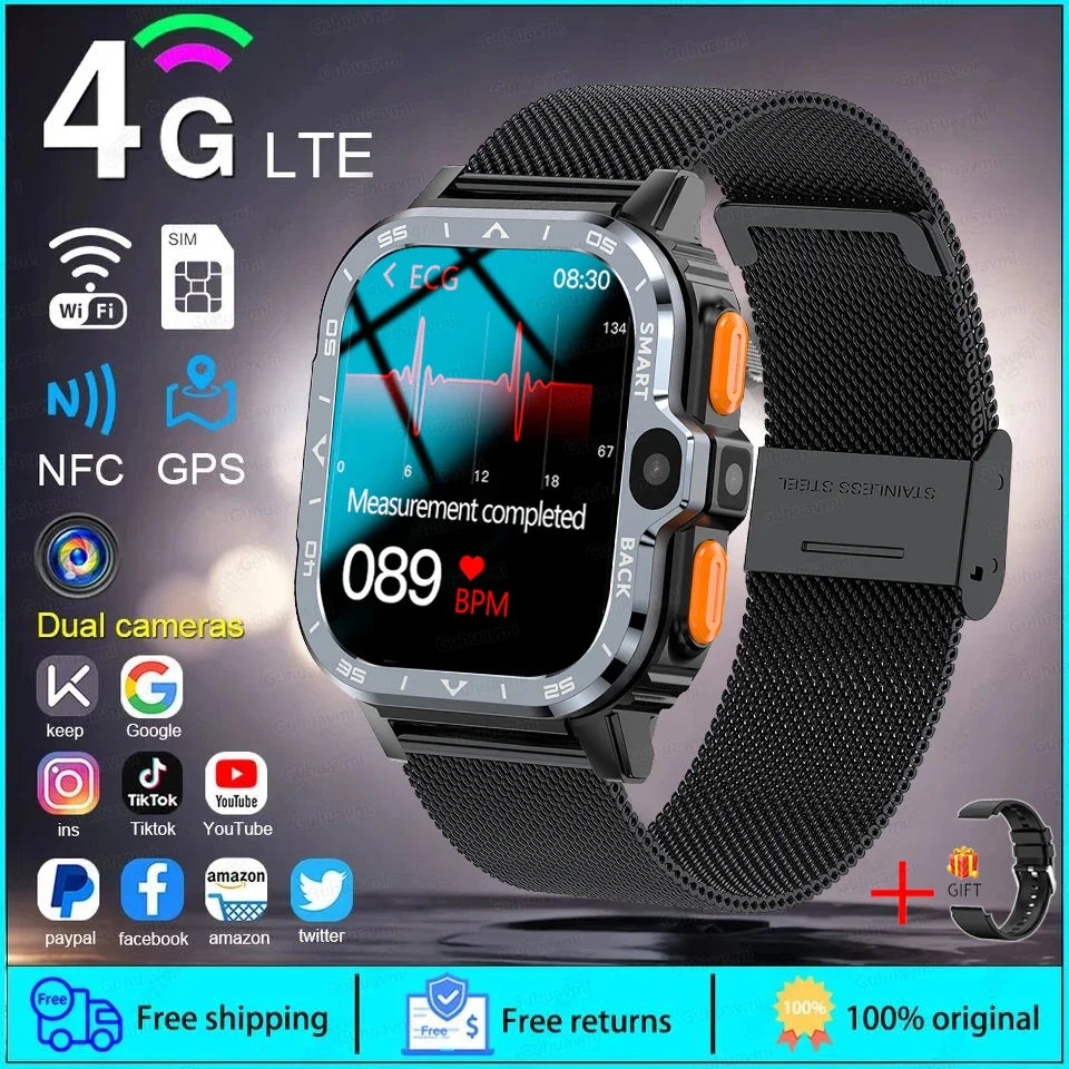 2025 New 5G SIM Card Small Fast Internet Smart Watch HD Dual Camera 64GB ROM NFC GPS WiFi Google Play Smart Bracelets For XIAOMI