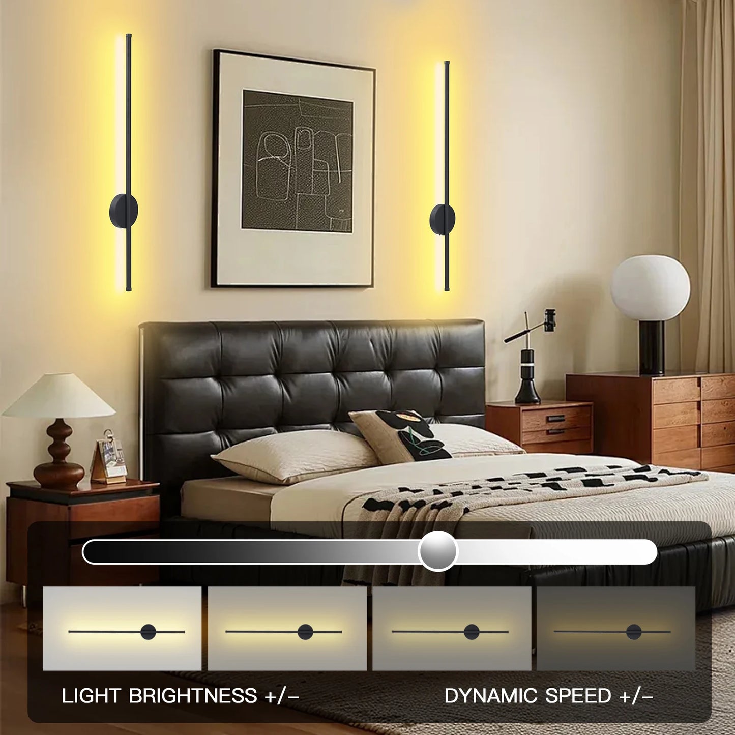 Rechargeable Wireless LED Wall Sconce Modern 50cm 80cm Bedside Night Lamp with Remote Control for Bedroom