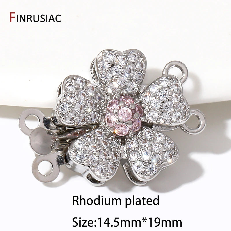 Multi Styles 18K Gold Plated Brass Flower Safety Clasps for DIY Jewelry