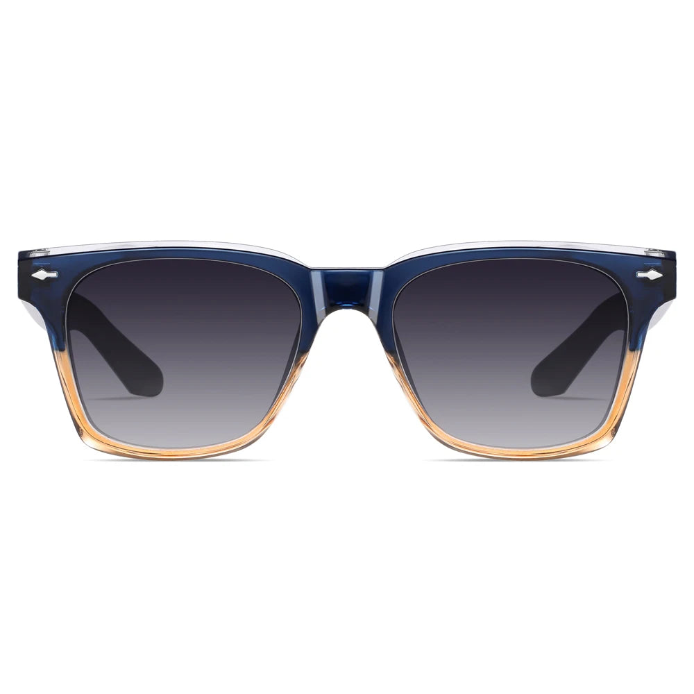 Kachawoo Polarized Sunglasses for Men and Women TR90 Frame Acetate Square Eyewear European Style Blue Orange Grey