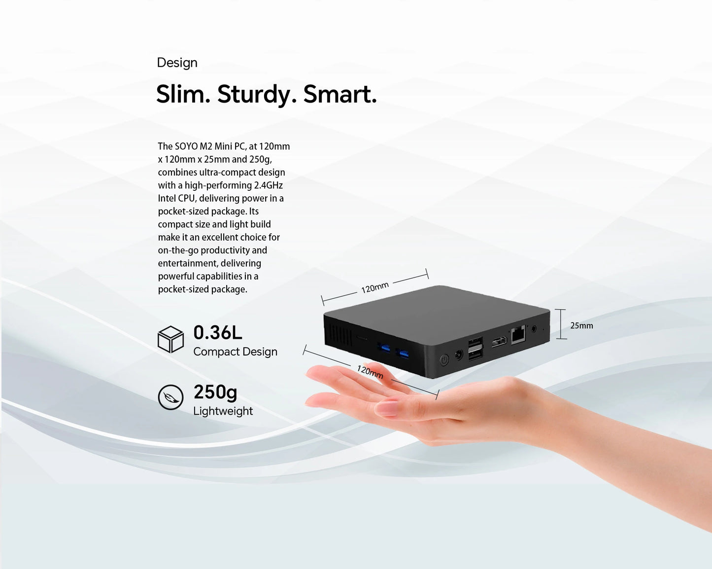 SOYO M2 Mini PC with 6GB RAM, 64GB EMMC, Intel N3350