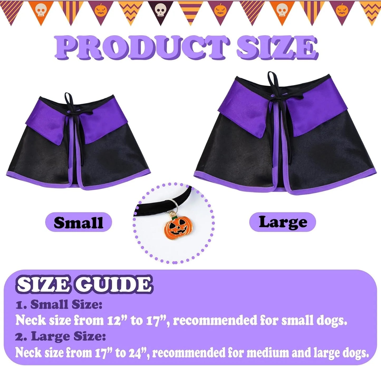 Dog Halloween Costumes, Dog Witch Costume Halloween Dog Witch Cloak Cape Wizard Hat for Small Medium Large Dogs Pets