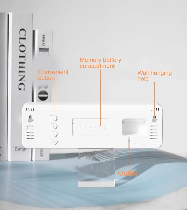 Large Digital Wall Clock with Temperature and Humidity Display Adjustable Brightness LED Alarm Clock 12/24 Hour Format