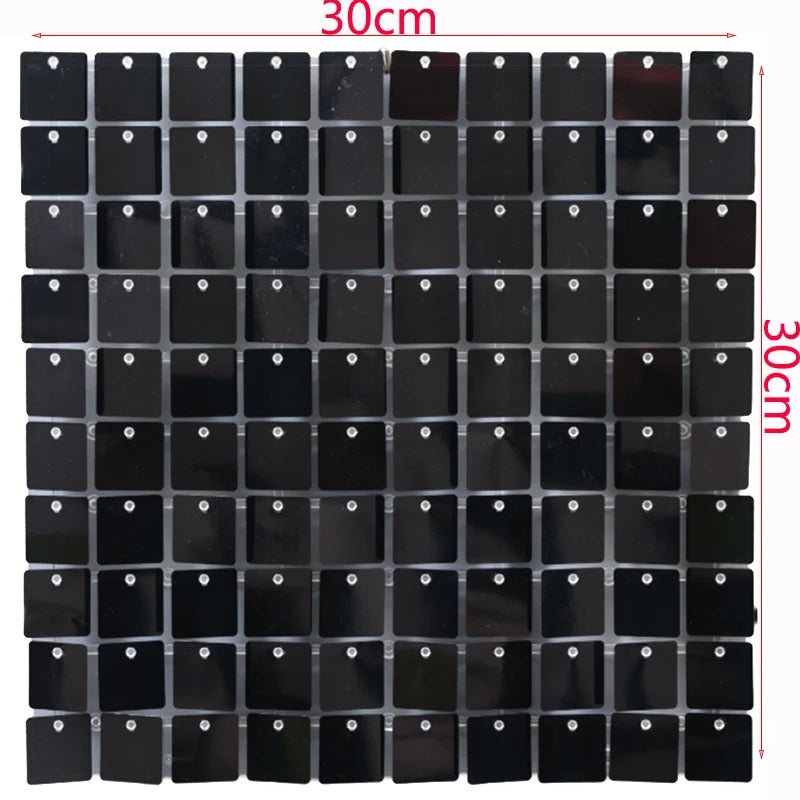 Panels Black Shimmer Wall Panels Backdrops with Square Sequins