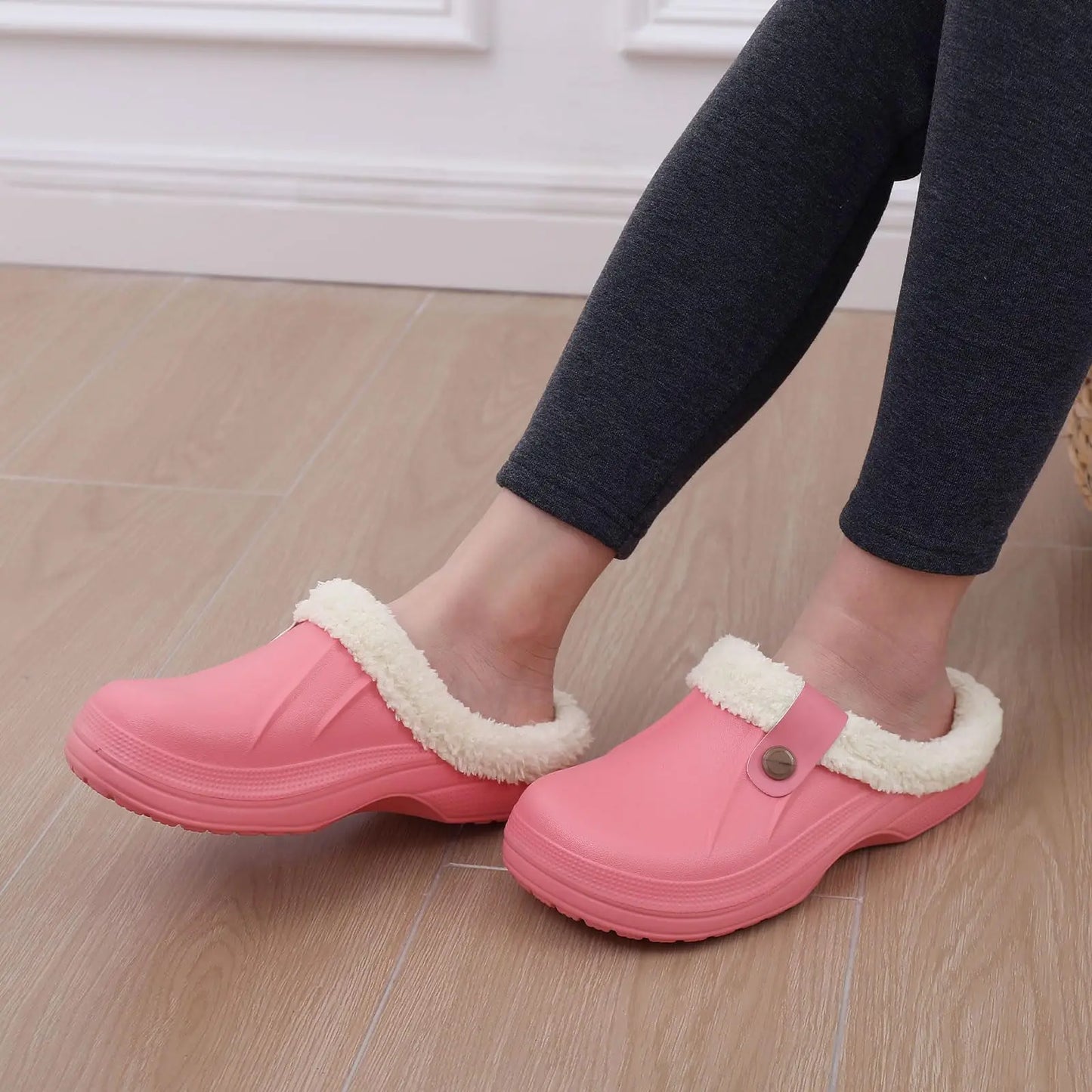 Comwarm New Fuzzy House Slippers For Women Men Winter Clogs