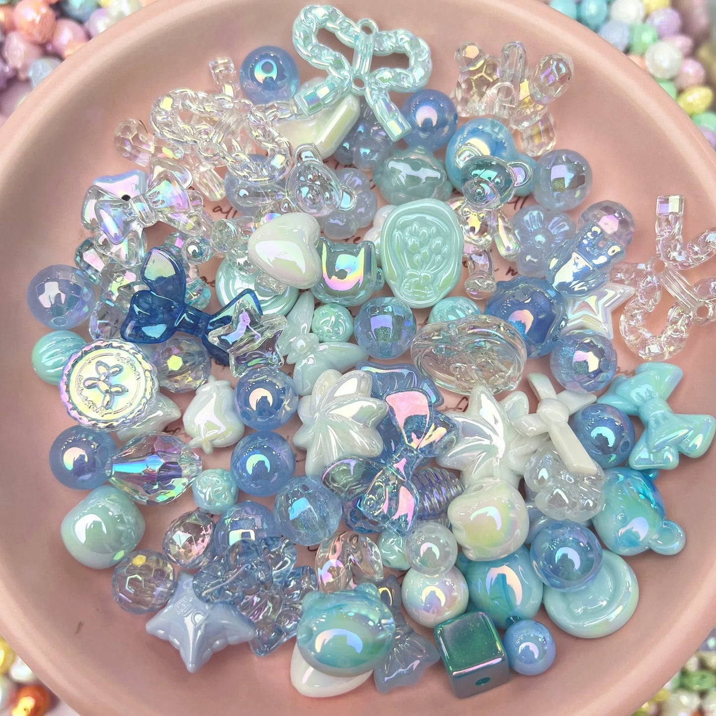 20g Y2K Mixed Bowknot Flower Heart Acrylic Cute Beads for DIY Jewelry Craft