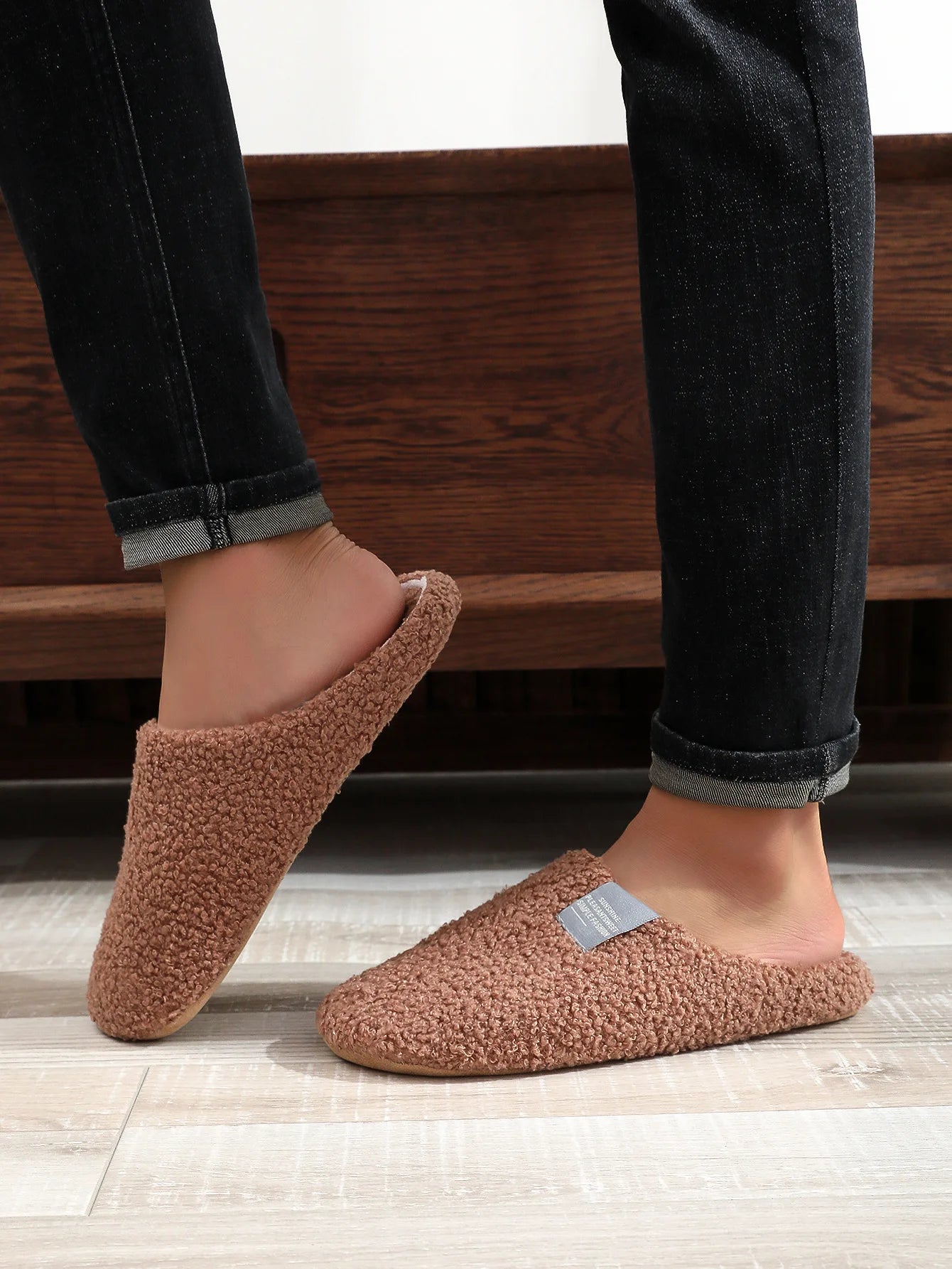 Couples Home Slippers Soft Fur Warm Indoor Flat Slides