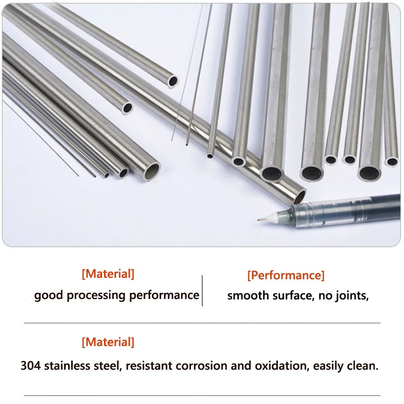 1-10 piezas de capilar redondo de acero inoxidable 304 de 250 mm y 500 mm de largo, tubo recto sin costura de 4 x 3 mm/6 x 4 mm/8 x 6 mm/10 x 8 mm/10 x 9 mm/12 x 11 mm