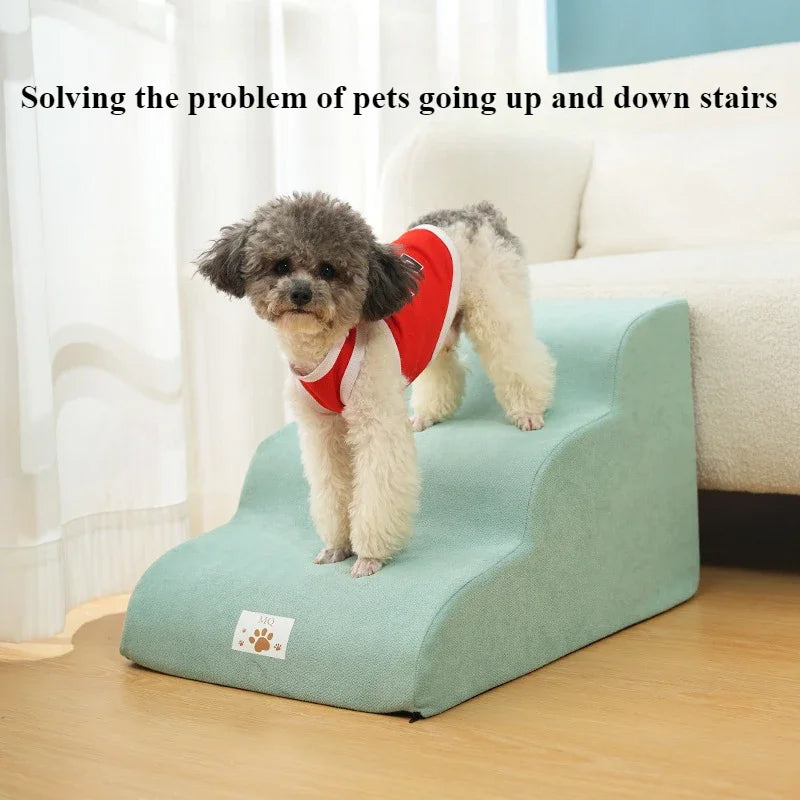 3 Layer Dog Cat Ramp Ladder with Memory Foam Washable Cover