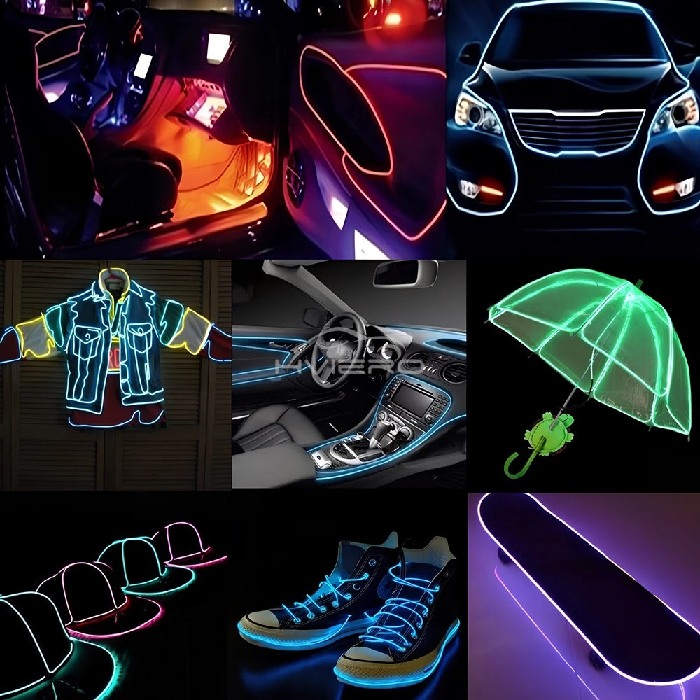 1M/2M/3M/5M Car Interior LED Strip Flexible Neon Lights USB