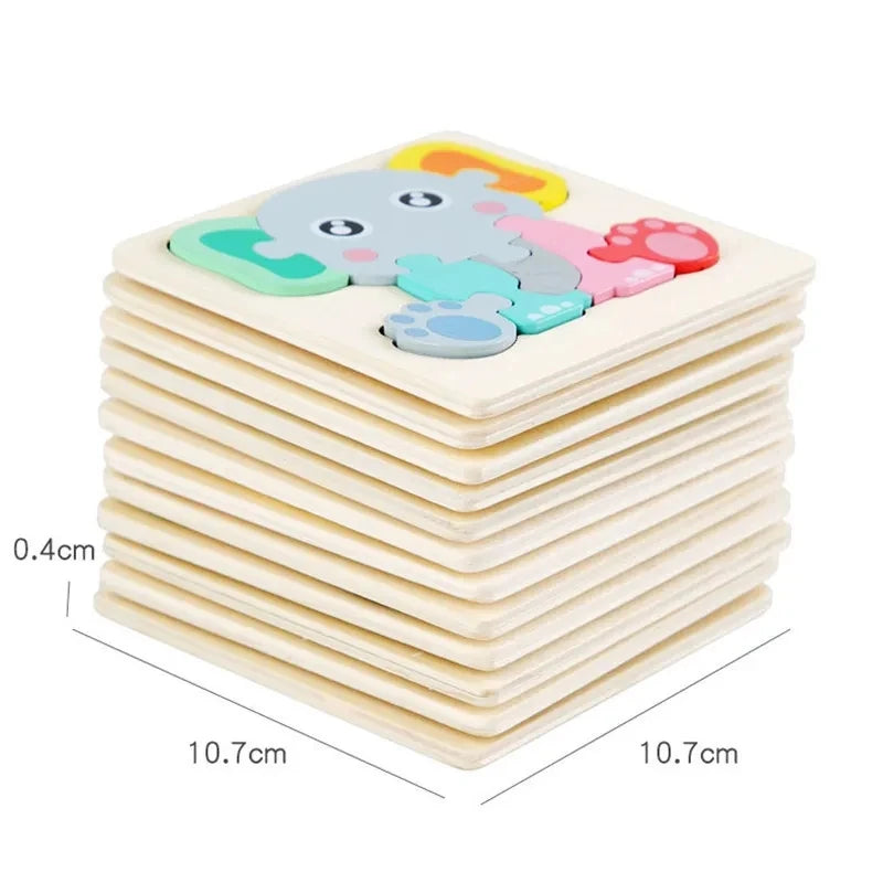 Wooden Puzzle Montessori Animals Colorful Learning Toy for Kids