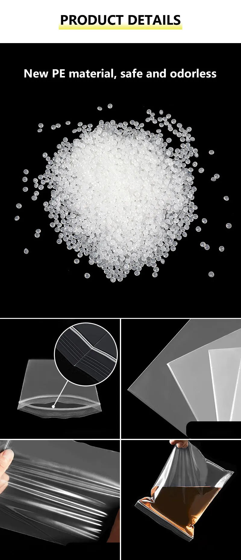 100Pcs Thicken Zipper Sealed Bags Clear Plastic Storage Bags for Jewelry and Food Packing