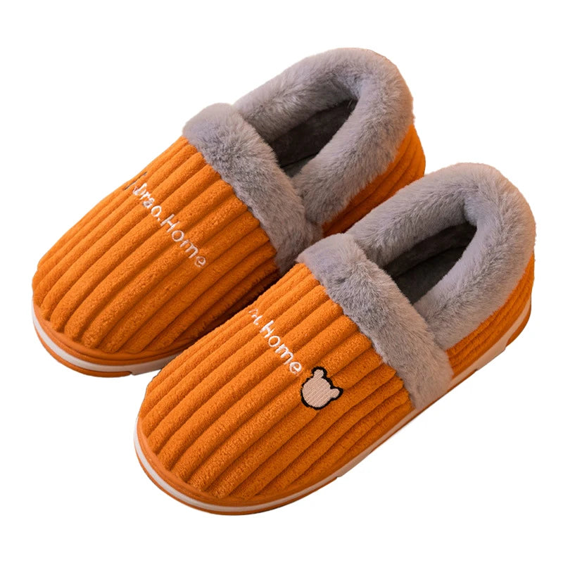 Comwarm New Women Slippers Plush Fur Thick Sole Antiskid