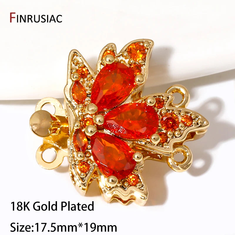 Multi Styles 18K Gold Plated Brass Flower Safety Clasps for DIY Jewelry
