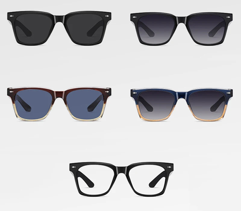 Kachawoo Polarized Sunglasses for Men and Women TR90 Frame Acetate Square Eyewear European Style Blue Orange Grey