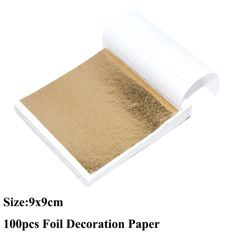 100pcs Imitation Gold Sliver Copper Foil Paper for DIY Crafts