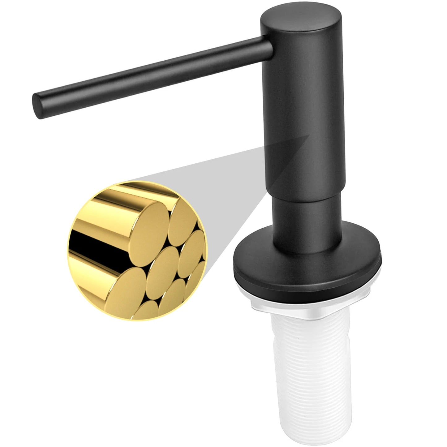 500ml Built-in Pump Kitchen Liquid Soap Dispenser Brass Brushed Nickel Elegant Design for Sink Counter Black Hand Pressure