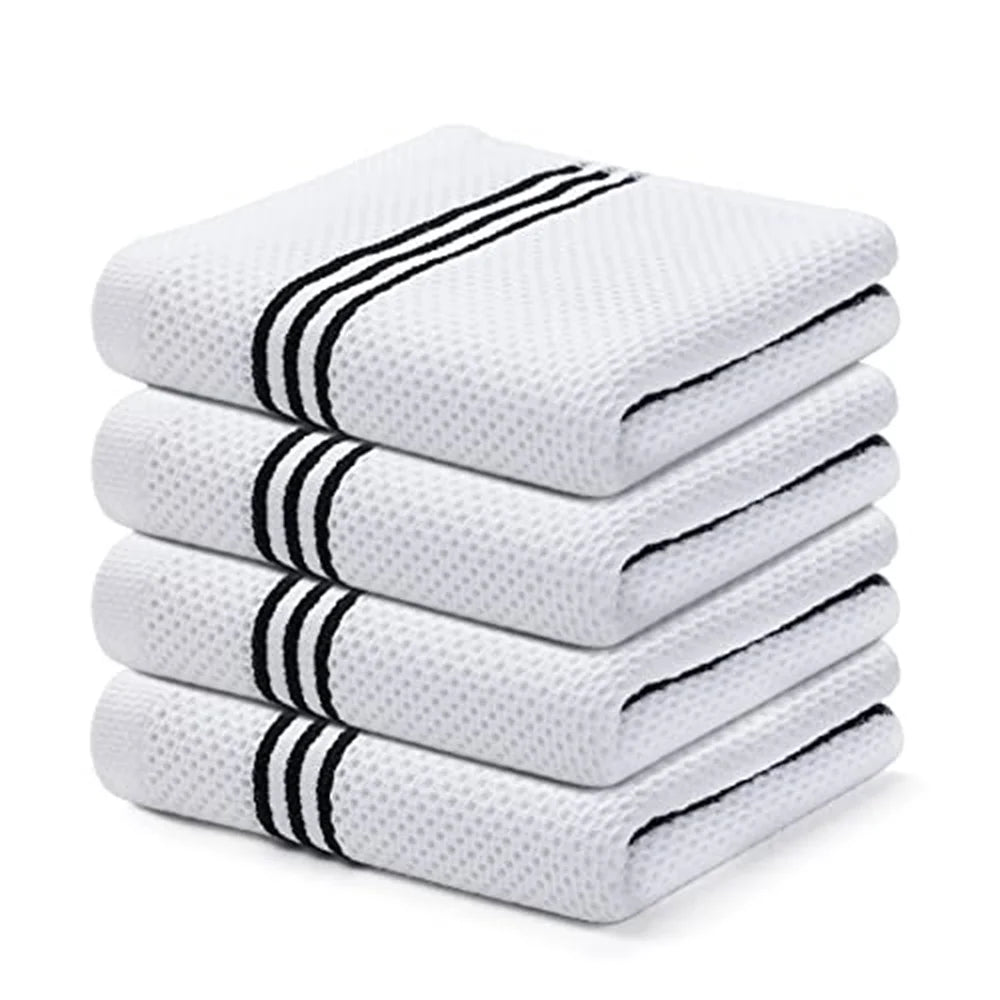 Olanly Cotton Kitchen Towels Set of 4 or 6 Absorbent Waffle Weave Dishcloths Soft and Durable for Home Cleaning