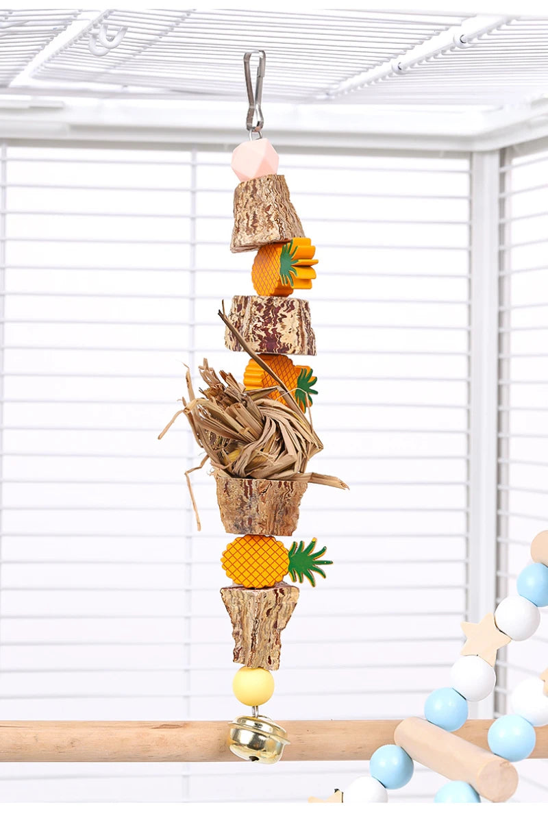 Sturdy Bird Toy Swing Chewing Training Toy Small Parrot Hanging Decor Parrot Cage Natural Grass Pet Bite Relieve Boredom Toy