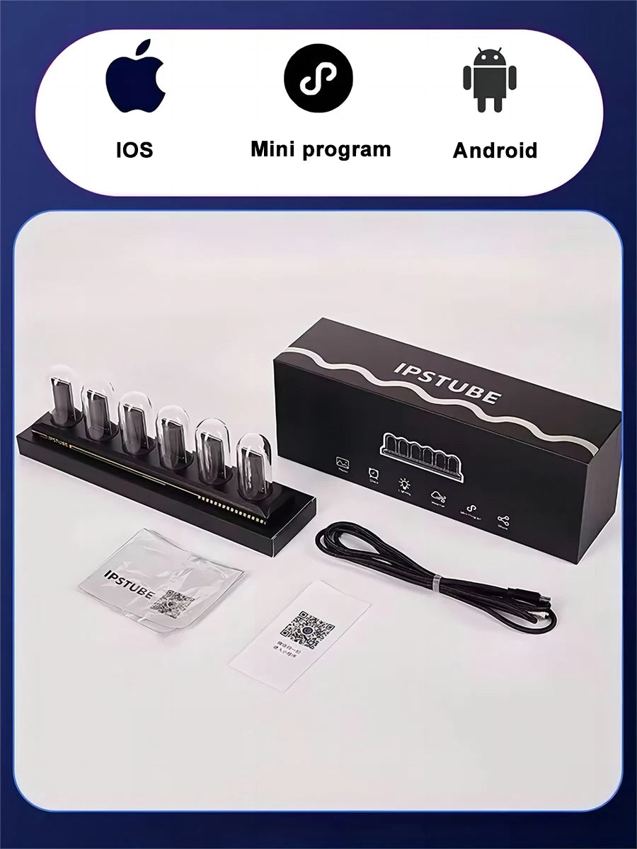 Nixie Tube Clock Night Light with IPS RGB Glow Color App Control DIY Digital Display for Bedroom Decor