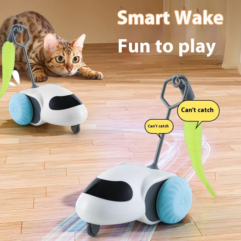 Smart Interactive Cat Toy Car Auto-Running Vehicle with Obstacle Detection for Indoor Cats