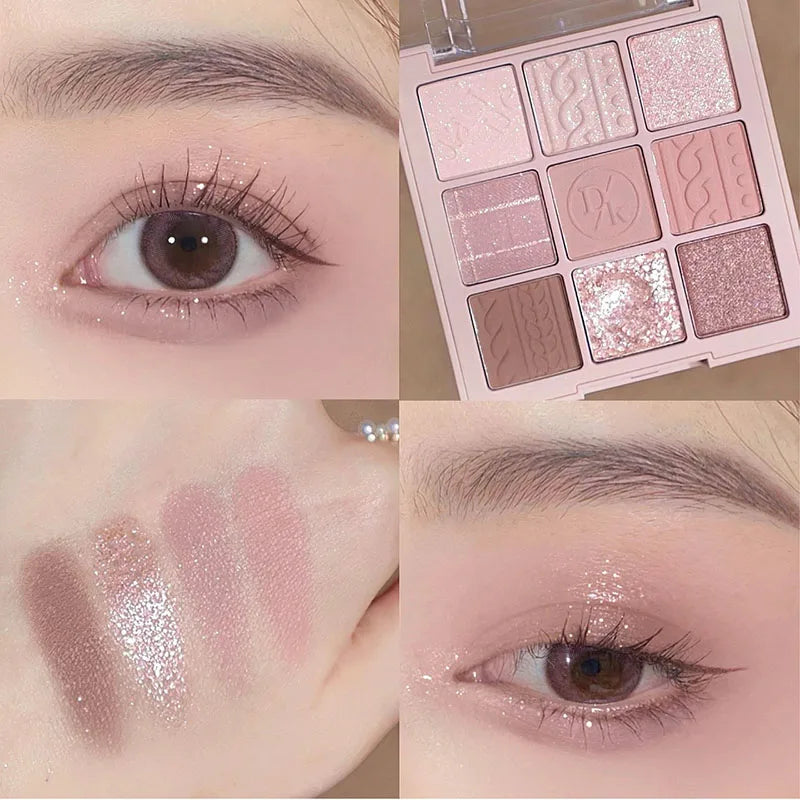 9-Color Eye Shadow Palette Glitter Pearly Long Lasting Korean Makeup