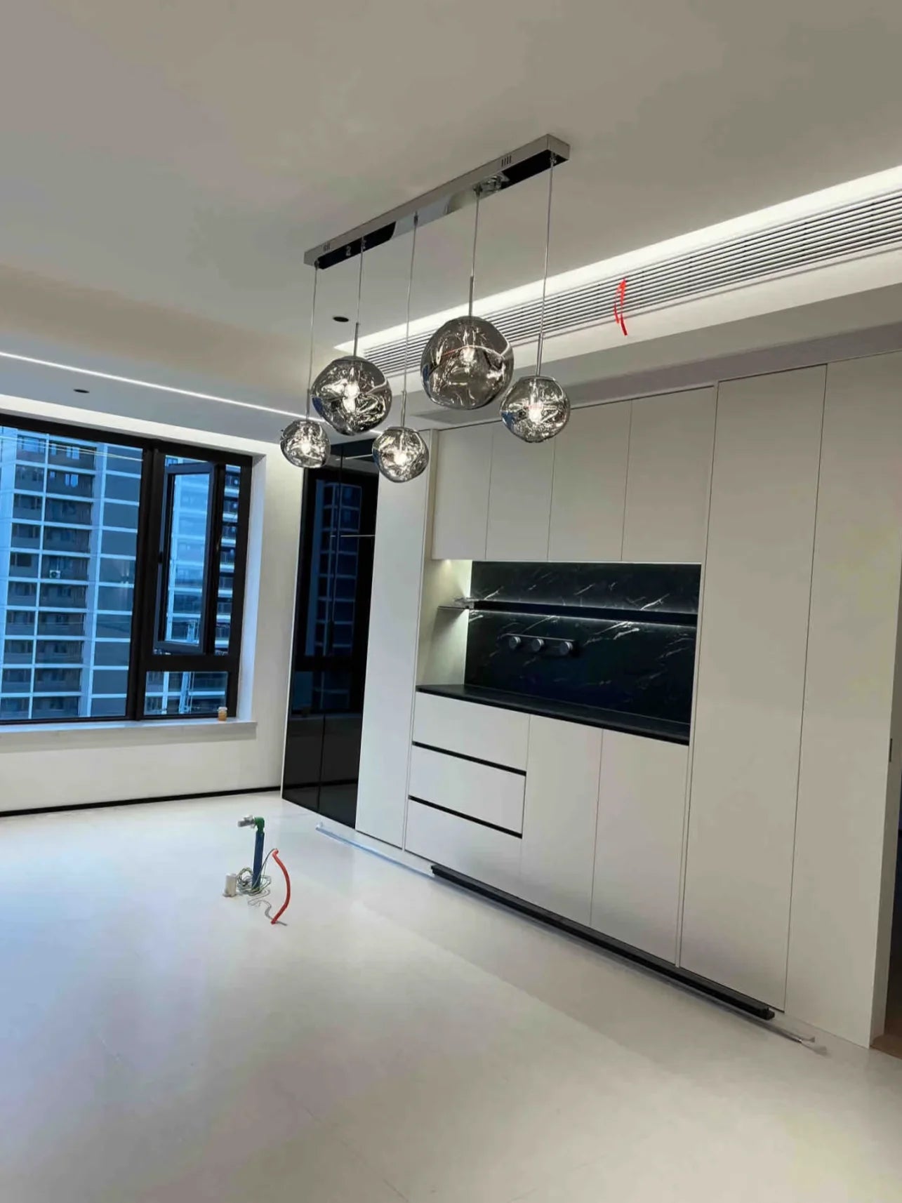 Modern Glass Pendant Light with PVC Lava Design for Nordic Loft Style Home Decor and LED Ceiling Illumination