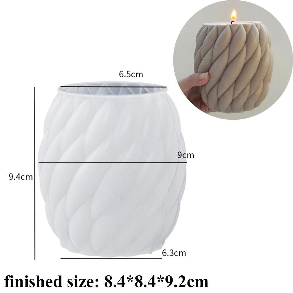 3D Rotating Pillar Candle Silicone Mold Geometric Wave Design