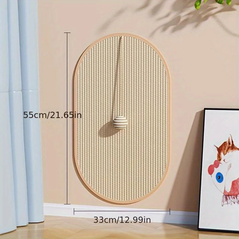 3-in-1 Sisal Cat Station: Washable Scratching Pad + Hanging Ball Toy & Self-Adhesive Wall Panel