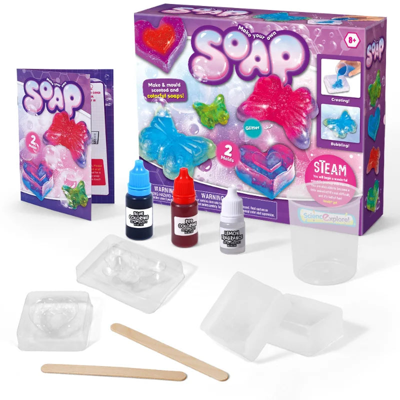 Children Magic Science Experiment Kit Handmade DIY Soap Educational STEAM Toy for Ages 6 to 12 Perfect Gift for Kids