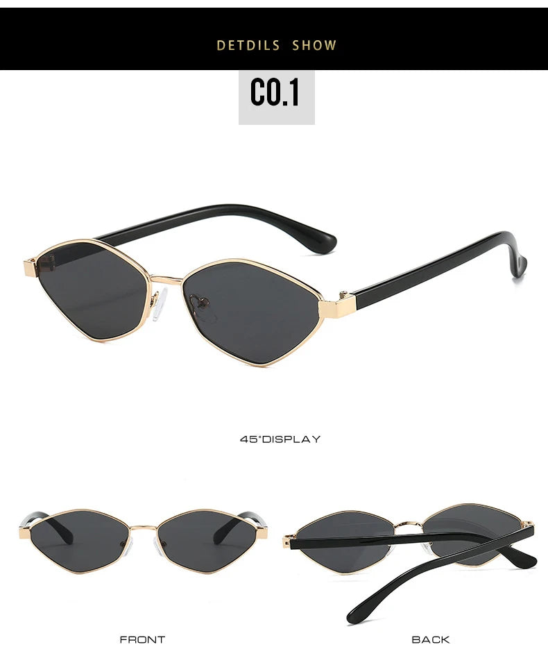 SO&EI Fashion Irregular Polygon Cat Eye Sunglasses UV400 Retro Shades for Women and Men